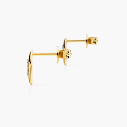 Kolczyki kwadraty Savicki: dwukolorowe złoto, diamenty